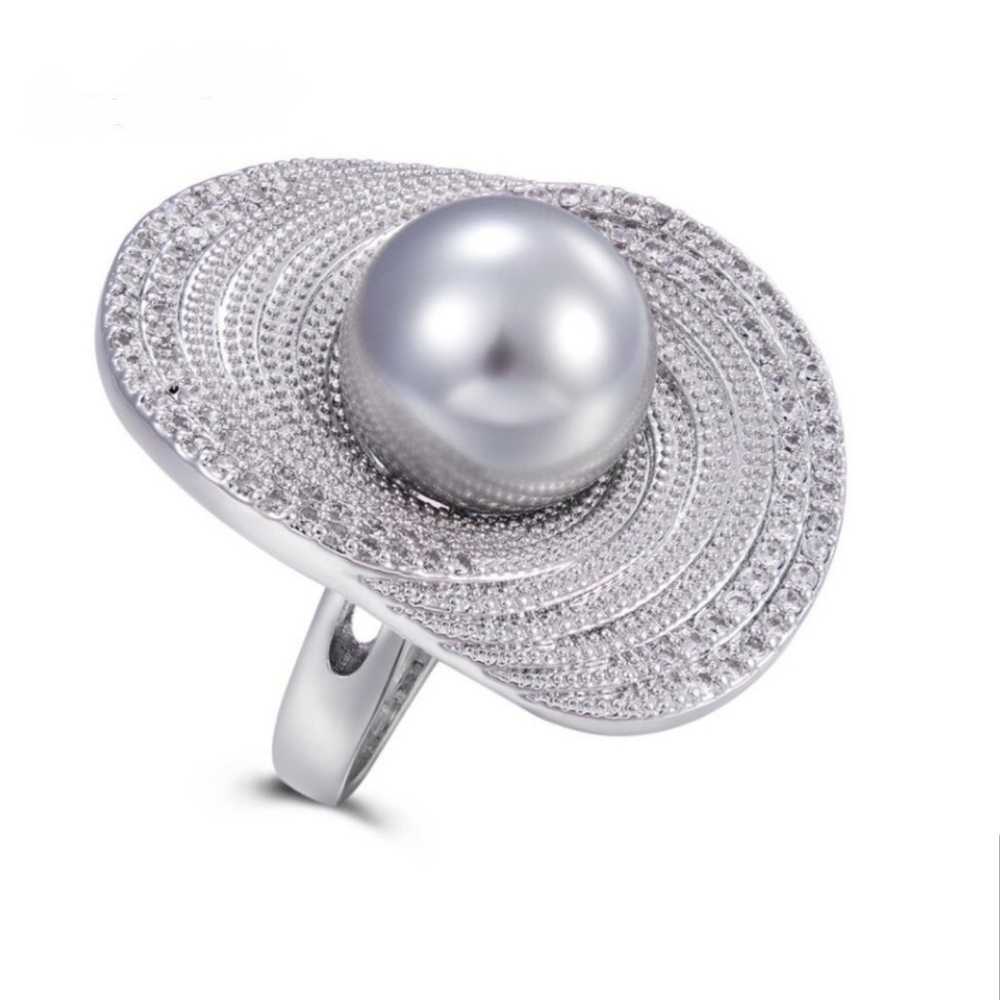 Gorgeous Simulated Grey Pearl Ring - Picture 3 of 15